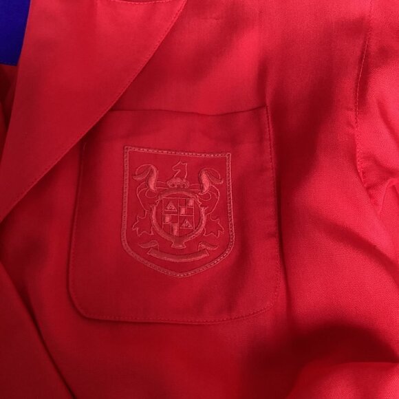 Liz Claiborne 100% Silk Shirt Dress Embroidered Pocket Belted Petite 6 Red #189A - Picture 7 of 13